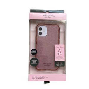 Kate Spade Pink Glitter iPhone 12 Mini Phone Case New in box Hard Shell …